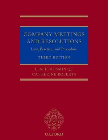 Photo of KOSMIN & ROBERTS – COMPANY MEETINGS: LAW, PRACTICE AND PROCEDURE, THIRD EDITION NOW AVAILABLE