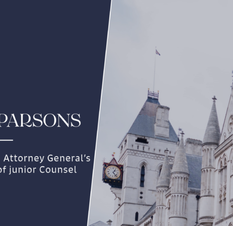 Photo of Samuel Parsons appointed to the Attorney General’s London B Panel of junior Counsel