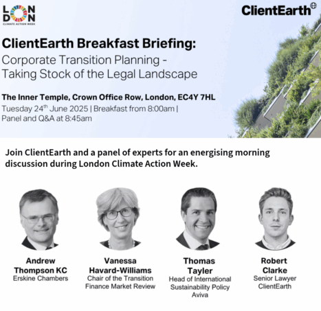 Photo of Andrew Thompson KC will be participating in an expert panel event hosted by ClientEarth during London Climate Action week.
