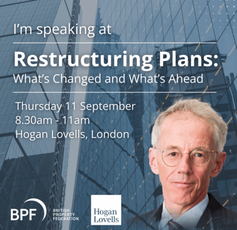 Photo of Peter Arden KC Speaking at the Restructuring Plans: What’s Changed and What’s Ahead Event hosted by Hogan Lovells.