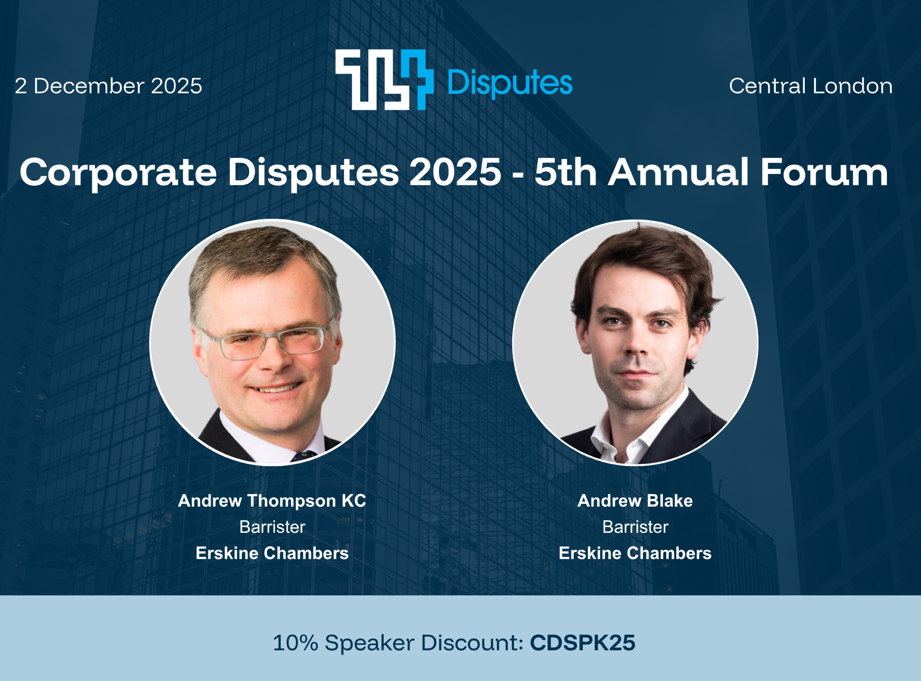 Photo of Erskine Chambers Sponsors the ThoughtLeaders4 Corporate Disputes Forum