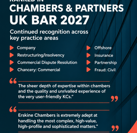 Photo of Erskine Chambers recognised in the Chambers & Partners UK Bar 2027 guide